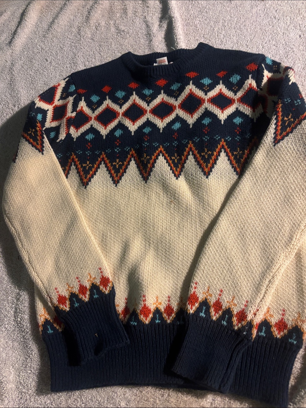 Cat & Jack Kids Fair Isle Sweater - Navy, Cream & Red Accent